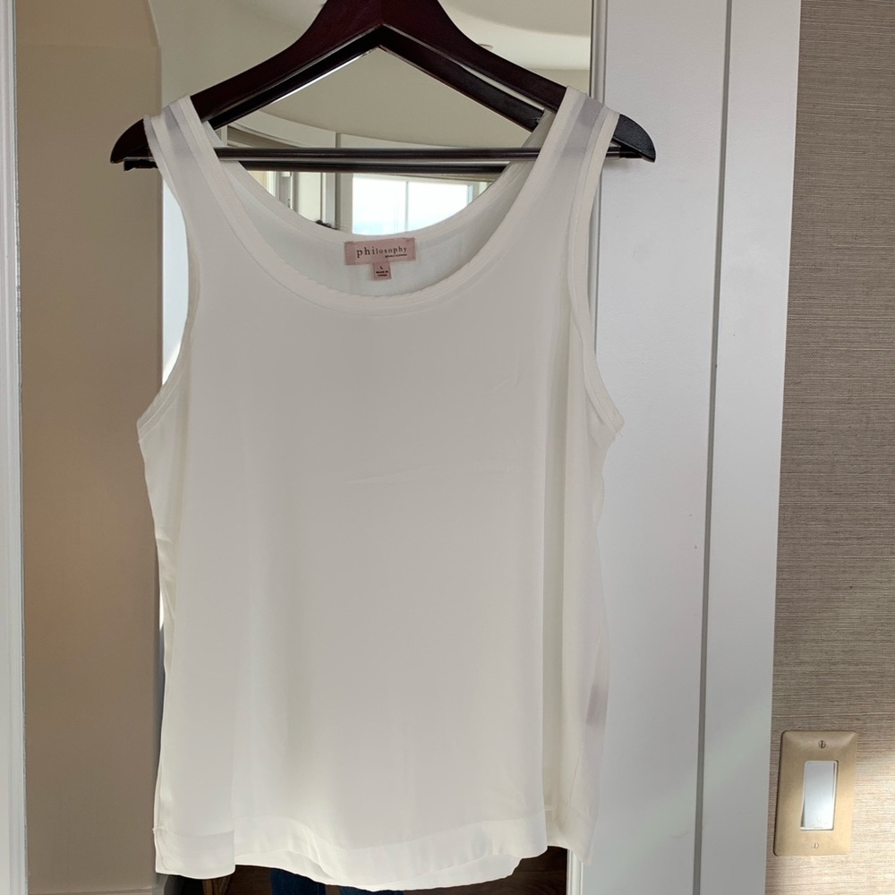 Philosophy Cream Tank w/ edge detail